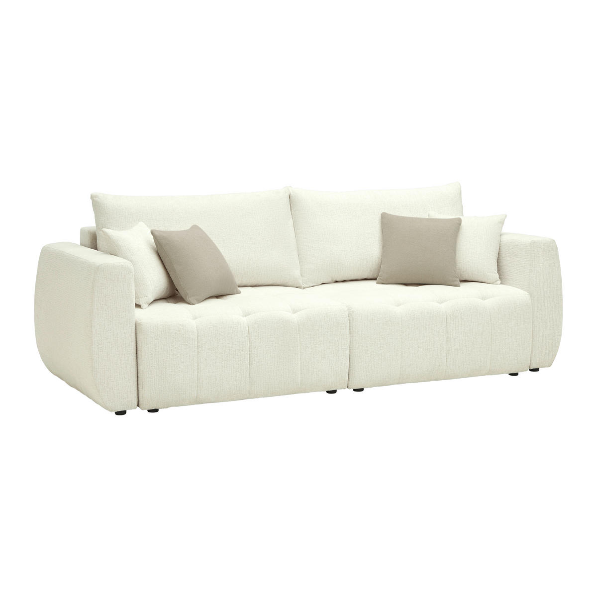 SCHLAFSOFA in Chenille, Jacquard Beige  - Beige/Schwarz, Kunststoff/Textil (245/74-90/104cm) - MID.YOU