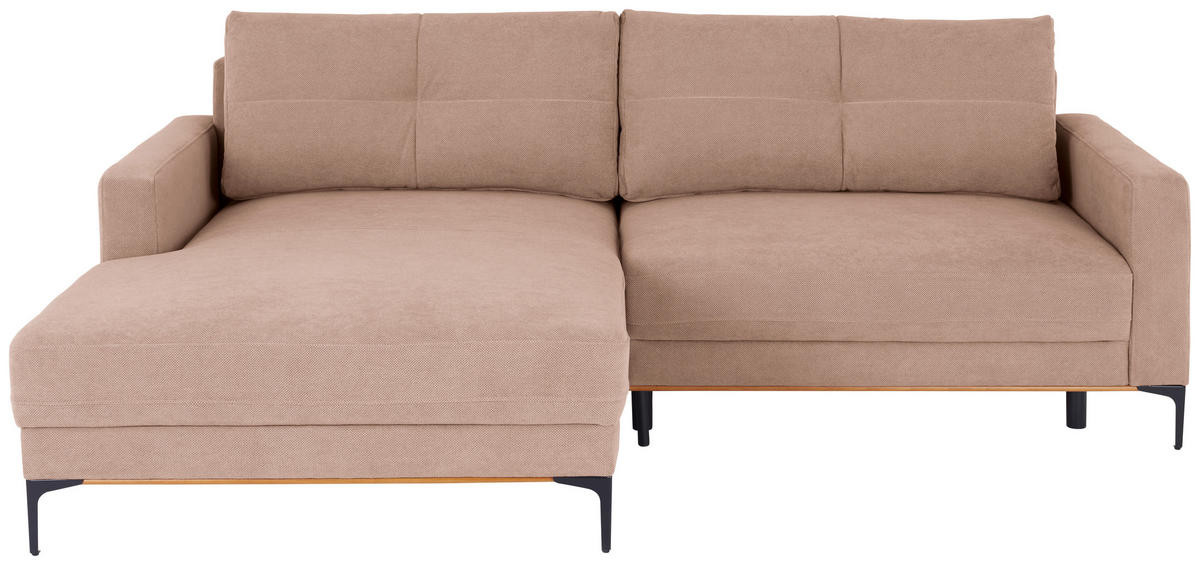 ECKSOFA in Rosa  - Schwarz/Rosa, Modern, Textil/Metall (162/238cm) - Ondega