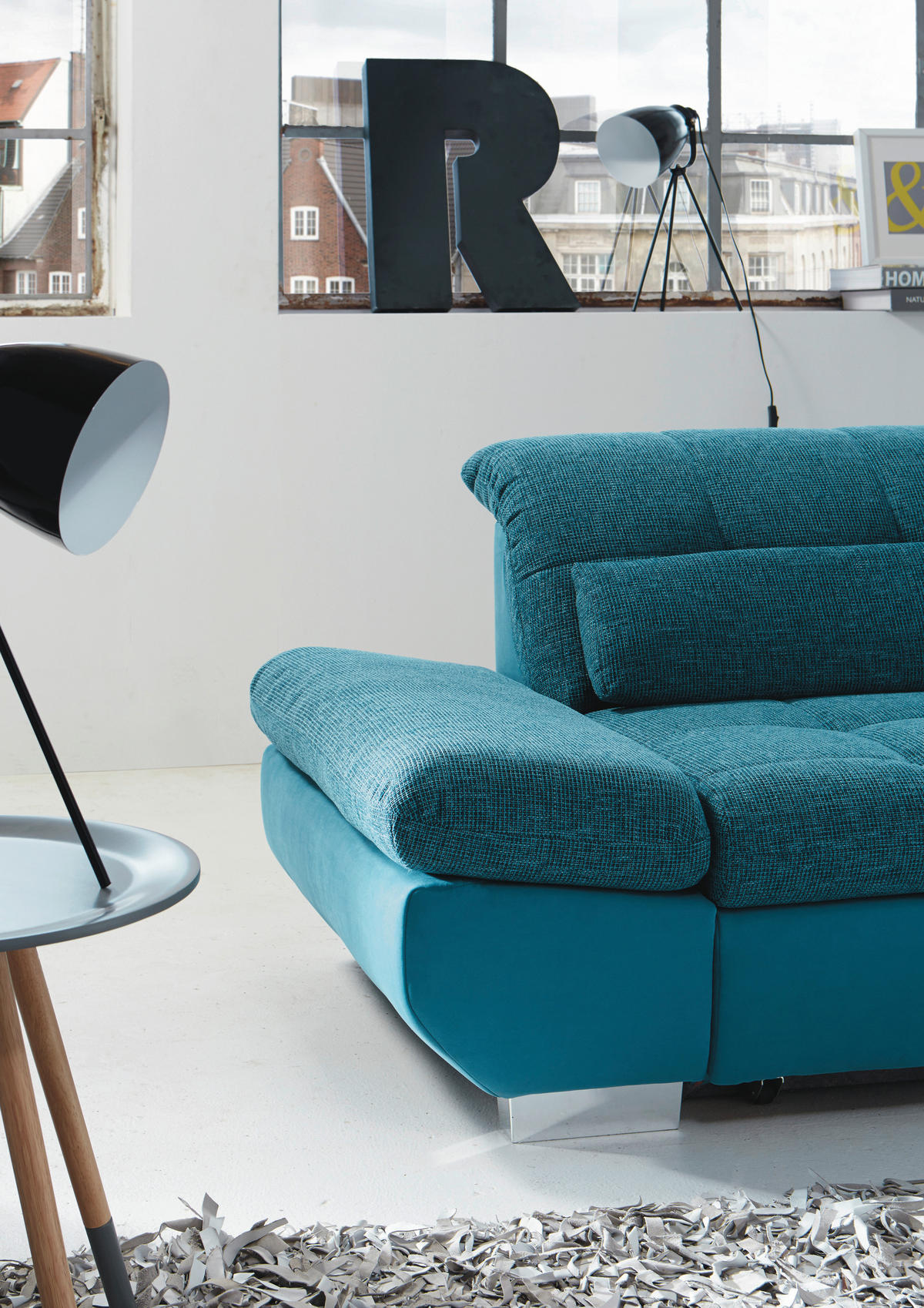 SJEDEĆA GARNITURA tekstil  tirkizna   - tirkizna/boje kroma, Design, tekstil/plastika (341/204cm) - Xora