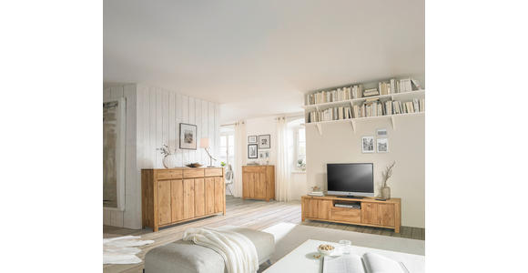 KOMMODE Wildeiche, Kerneiche massiv Eichefarben - Eichefarben, KONVENTIONELL, Holz (91,8/103,5/40cm) - Linea Natura