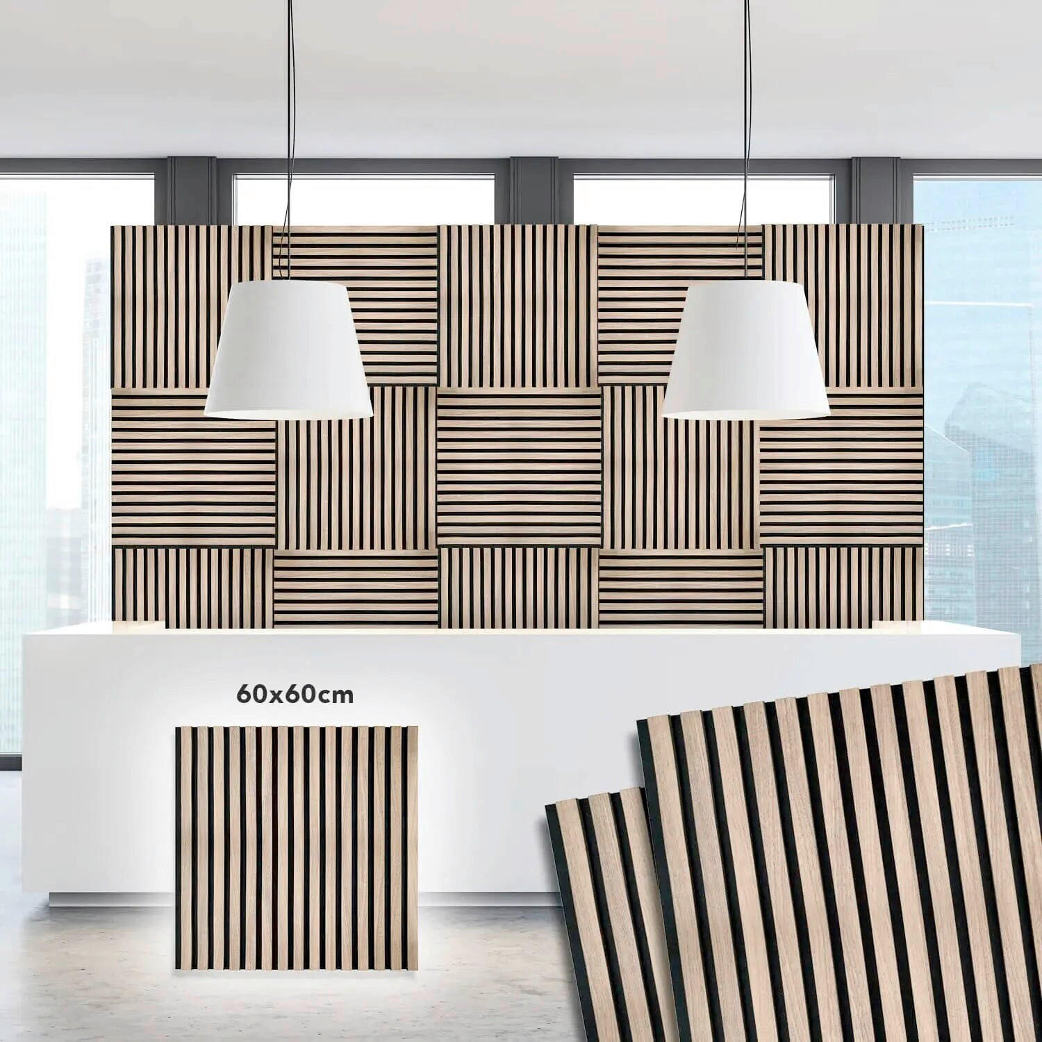 AKUSTIKPANEEL Echtholz 60/60/2,1 cm  - Walnussfarben, Design, Holzwerkstoff (60/60/2,1cm)