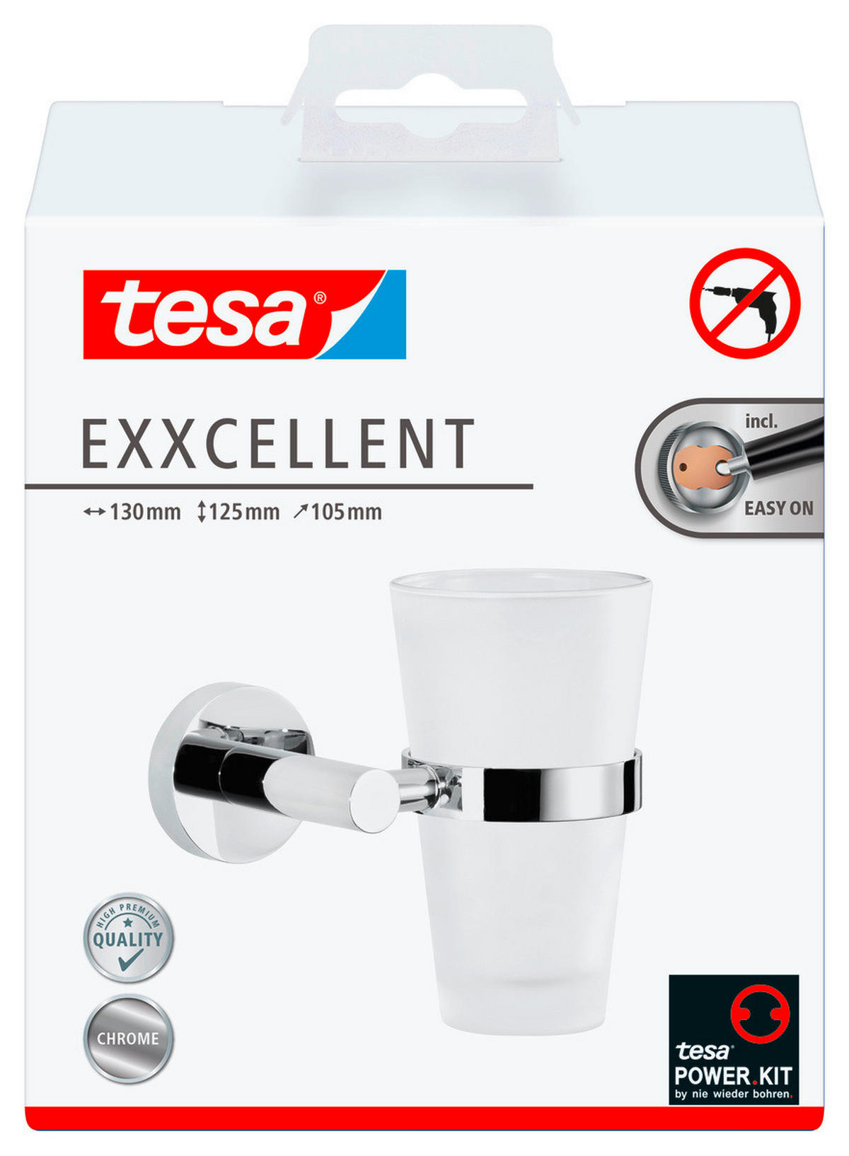 MUNDSPÜLBECHER EXXCELLENT  - Chromfarben/Weiß, Basics, Glas/Metall (13/12/10cm) - Tesa