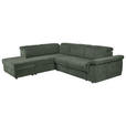 ECKSOFA Dunkelgrün Flachgewebe Bettkasten, Schlaffunktion, Rücken echt, Liegefläche im Originalstoff  - Dunkelgrün/Schwarz, KONVENTIONELL, Kunststoff/Textil (235/280cm) - Carryhome