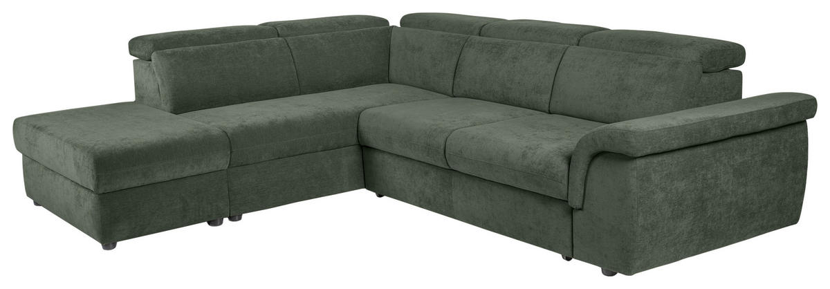 ECKSOFA Dunkelgrün Flachgewebe  - Dunkelgrün/Schwarz, KONVENTIONELL, Kunststoff/Textil (235/280cm) - Carryhome