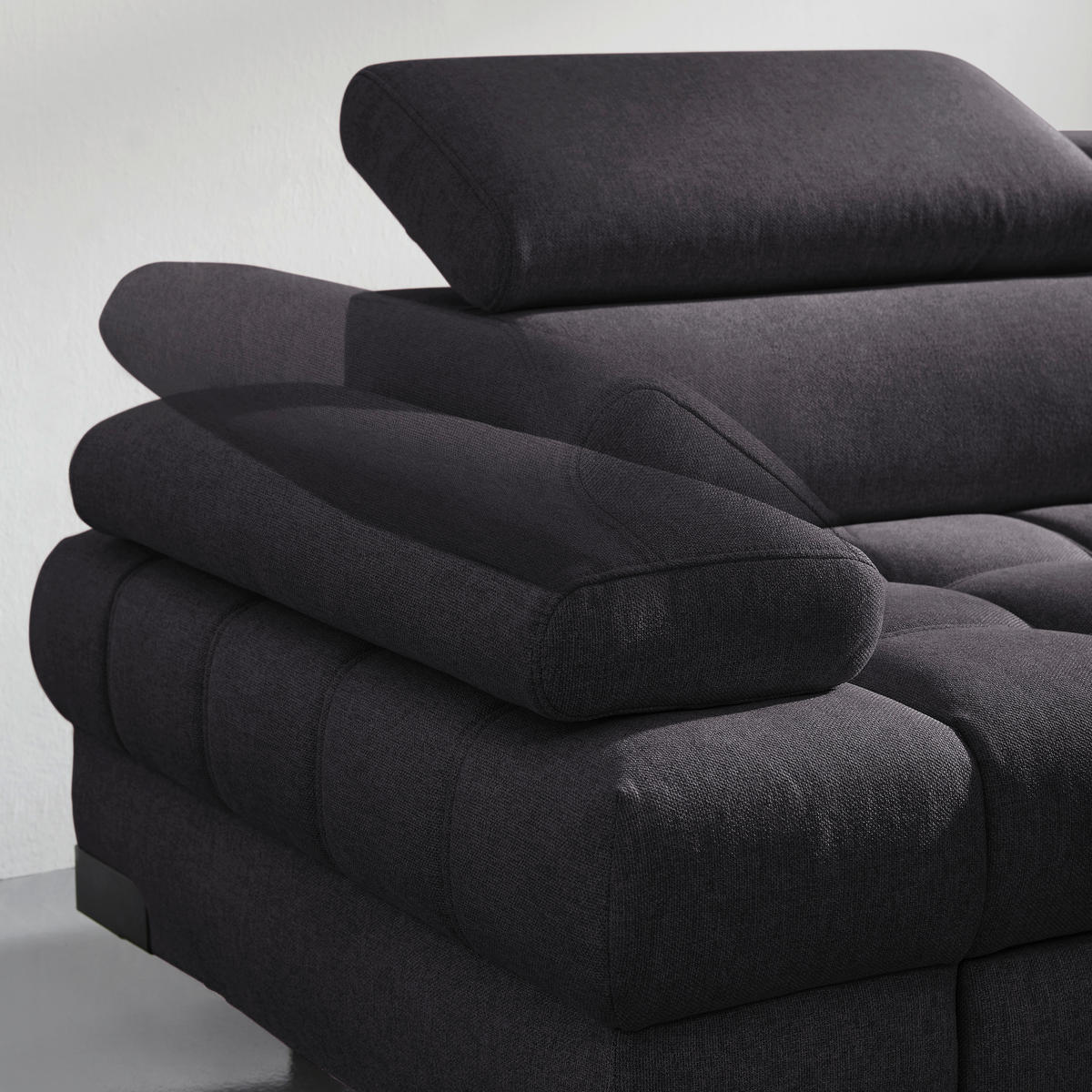 ECKSOFA in Webstoff Schwarz  - Schwarz, Design, Textil/Metall (263/223cm) - Welnova