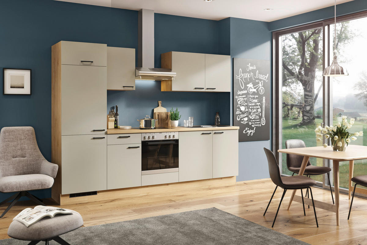 KUHINJSKI BLOK - barve hrasta/svetlo siva, Konvencionalno, leseni material (280cm) - Welnova