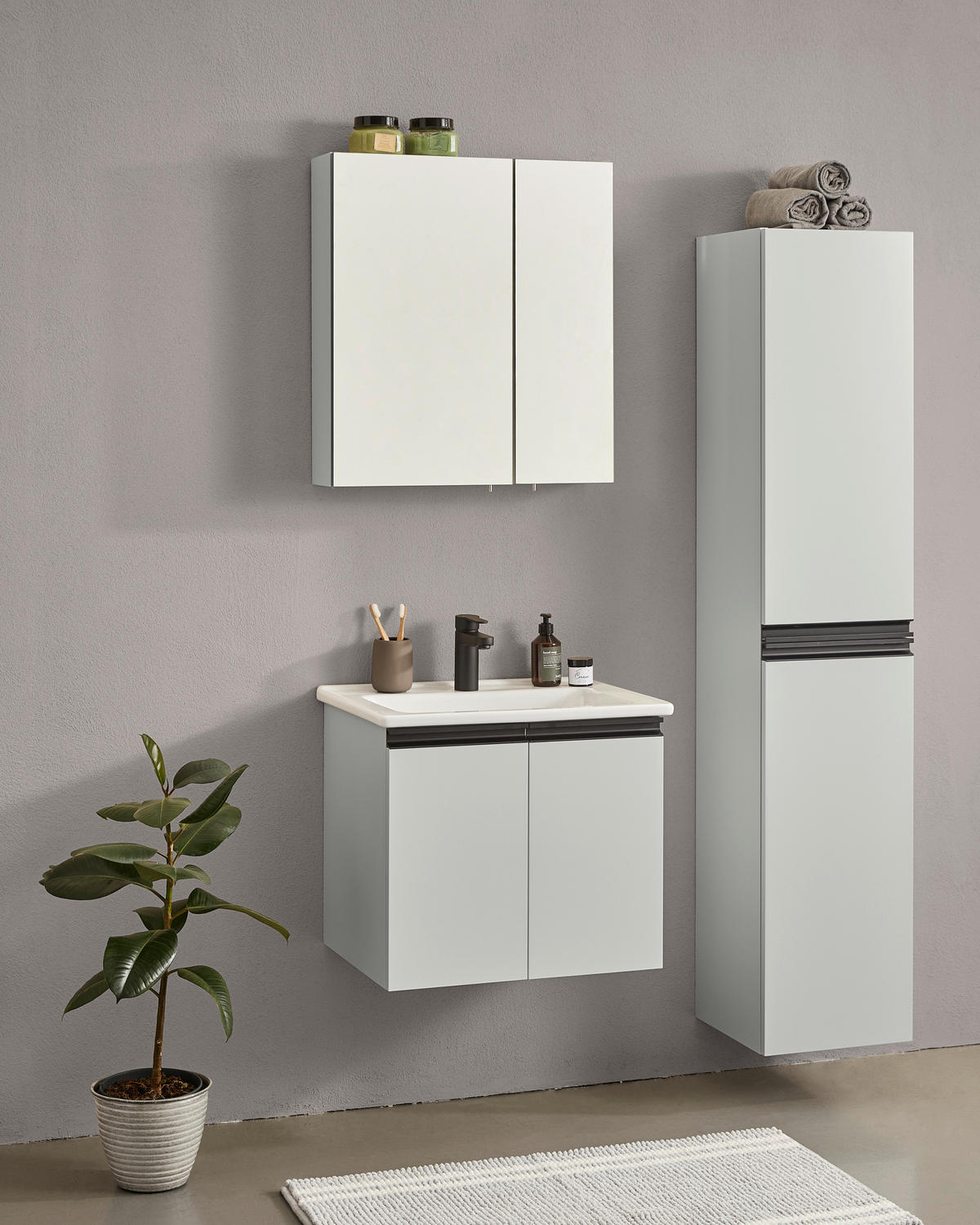 HOCHSCHRANK 41/180/41 cm  - Kaschmir/Creme, MODERN, Holzwerkstoff/Metall (41/180/41cm) - MID.YOU