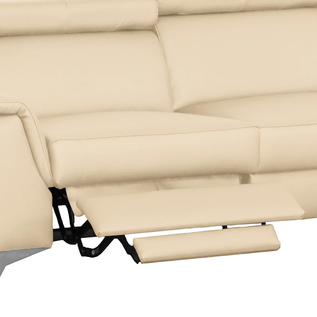 ECKSOFA Beige Echtleder Lederlook  - Chromfarben/Beige, Design, Leder/Textil (257/197cm) - Livetastic