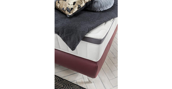 BOXSPRINGBETT 180/200 cm in Bordeaux - Chromfarben/Bordeaux, KONVENTIONELL, Leder/Textil (180/200cm) - Novel