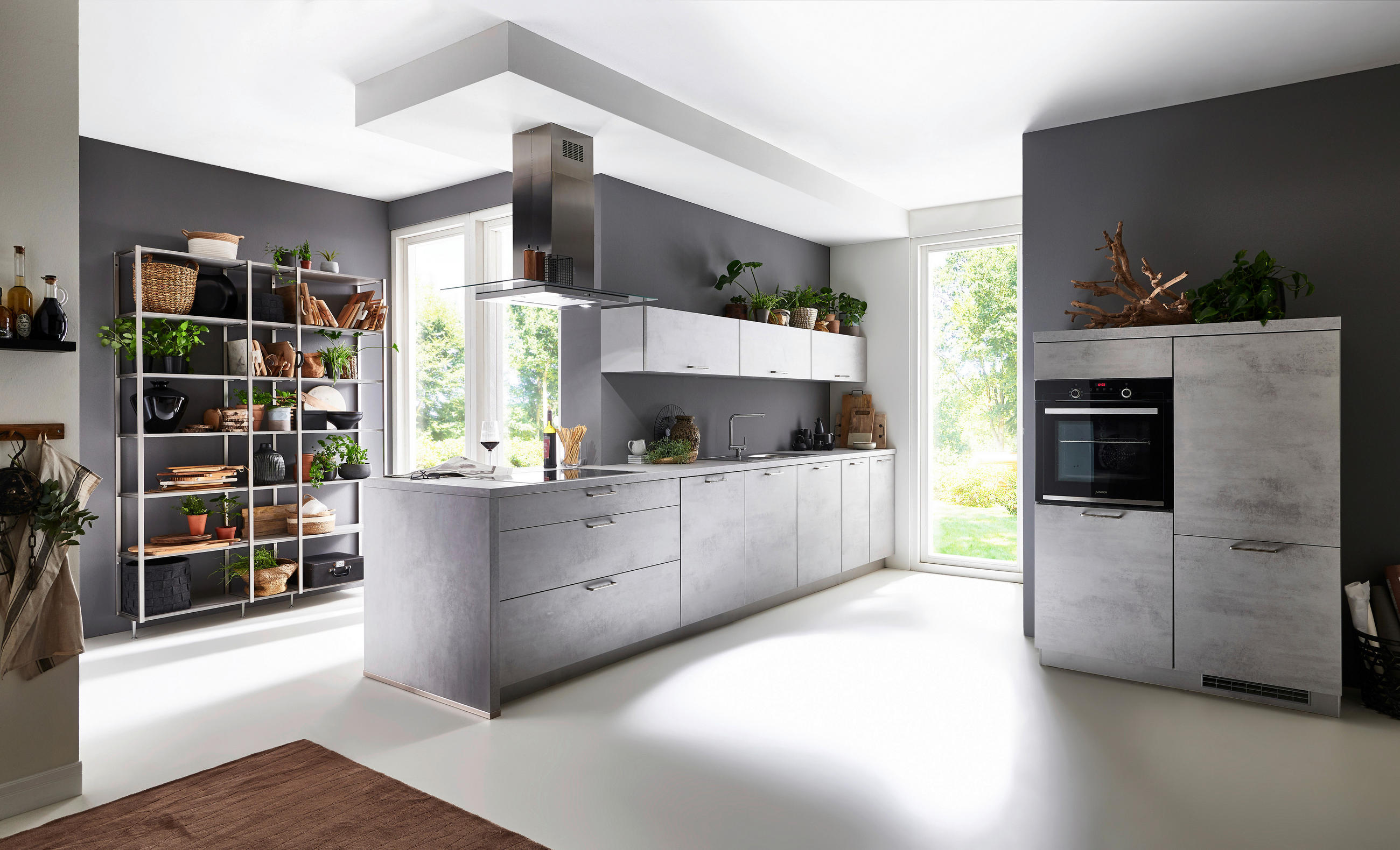 EINBAUKÜCHE RIVA  - Grau, Design, Holzwerkstoff - Nobilia