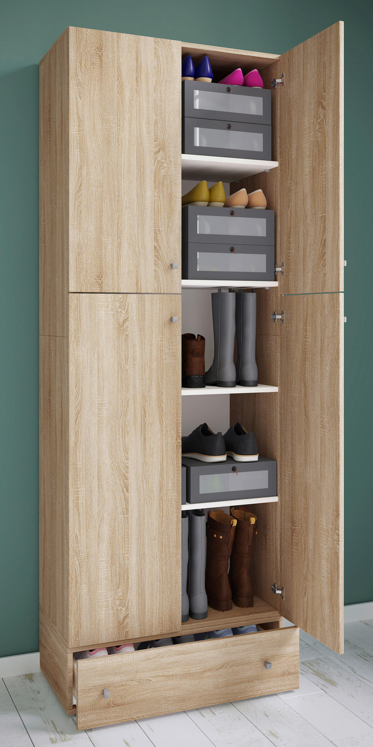 KLEIDERSCHRANK in Sonoma Eiche - Grau/Sonoma Eiche, MODERN, Holzwerkstoff/Kunststoff (70/200/39cm) - MID.YOU
