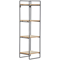 STENSKI REGAL naravne barve, črna  - črna/naravne barve, Trend, kovina/leseni material (14/49cm) - Carryhome