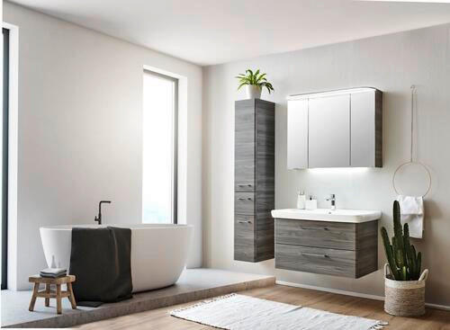 HOCHSCHRANK 30/168/33 cm  - Chromfarben/Grau, KONVENTIONELL, Glas/Holzwerkstoff (30/168/33cm) - Sadena
