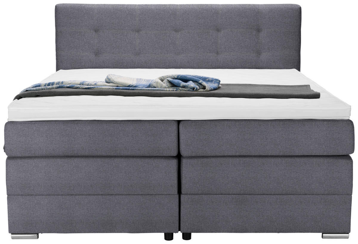 BOXSPRINGBETT 180/200 cm  in Blaugrau  - Silberfarben/Blaugrau, Konventionell, Holz/Holzwerkstoff (180/200cm) - Moderano