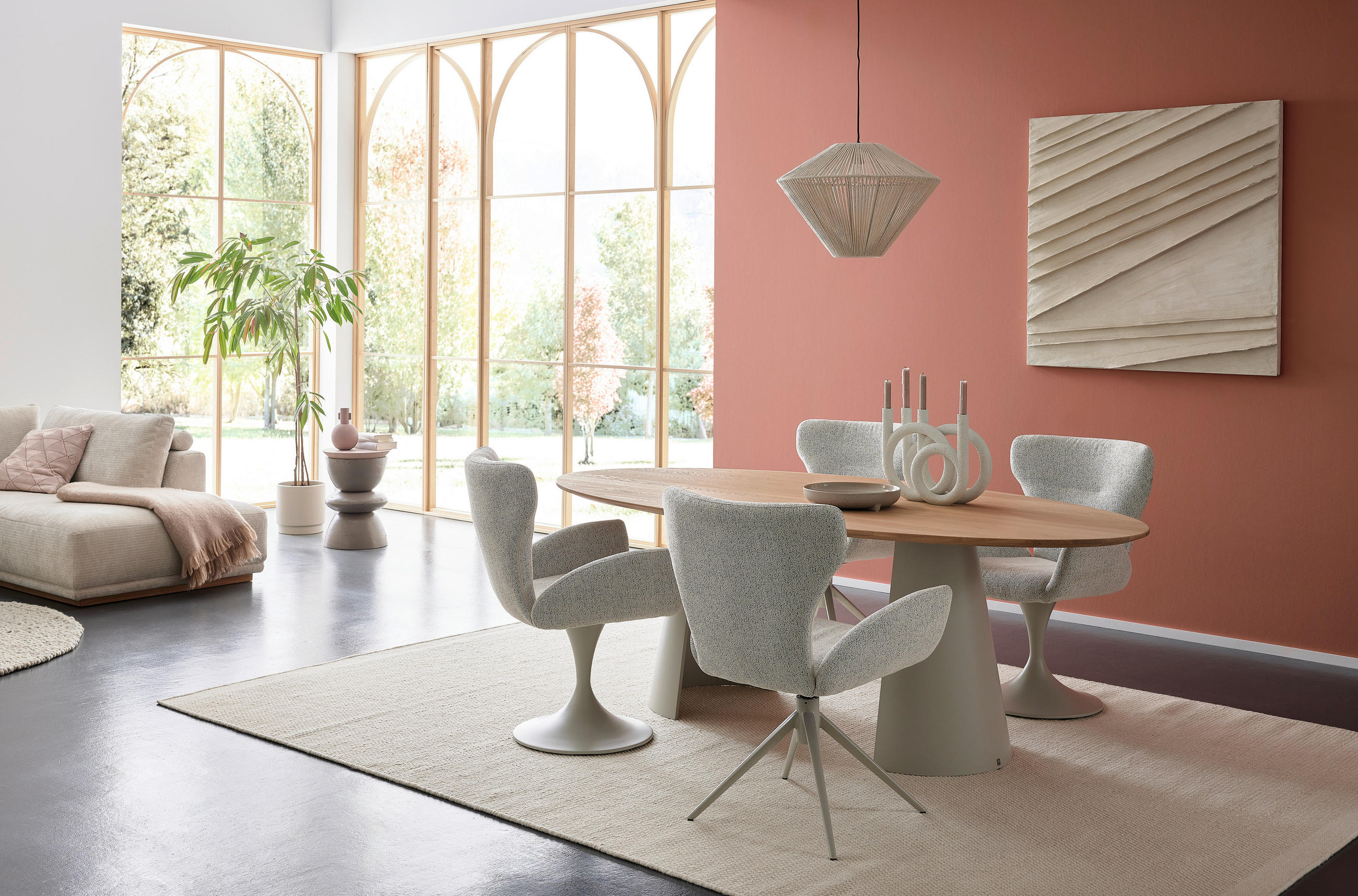 ESSTISCH Eiche massiv oval Eichefarben  - Eichefarben/Grau, Design, Holz (220/115/75cm) - Musterring