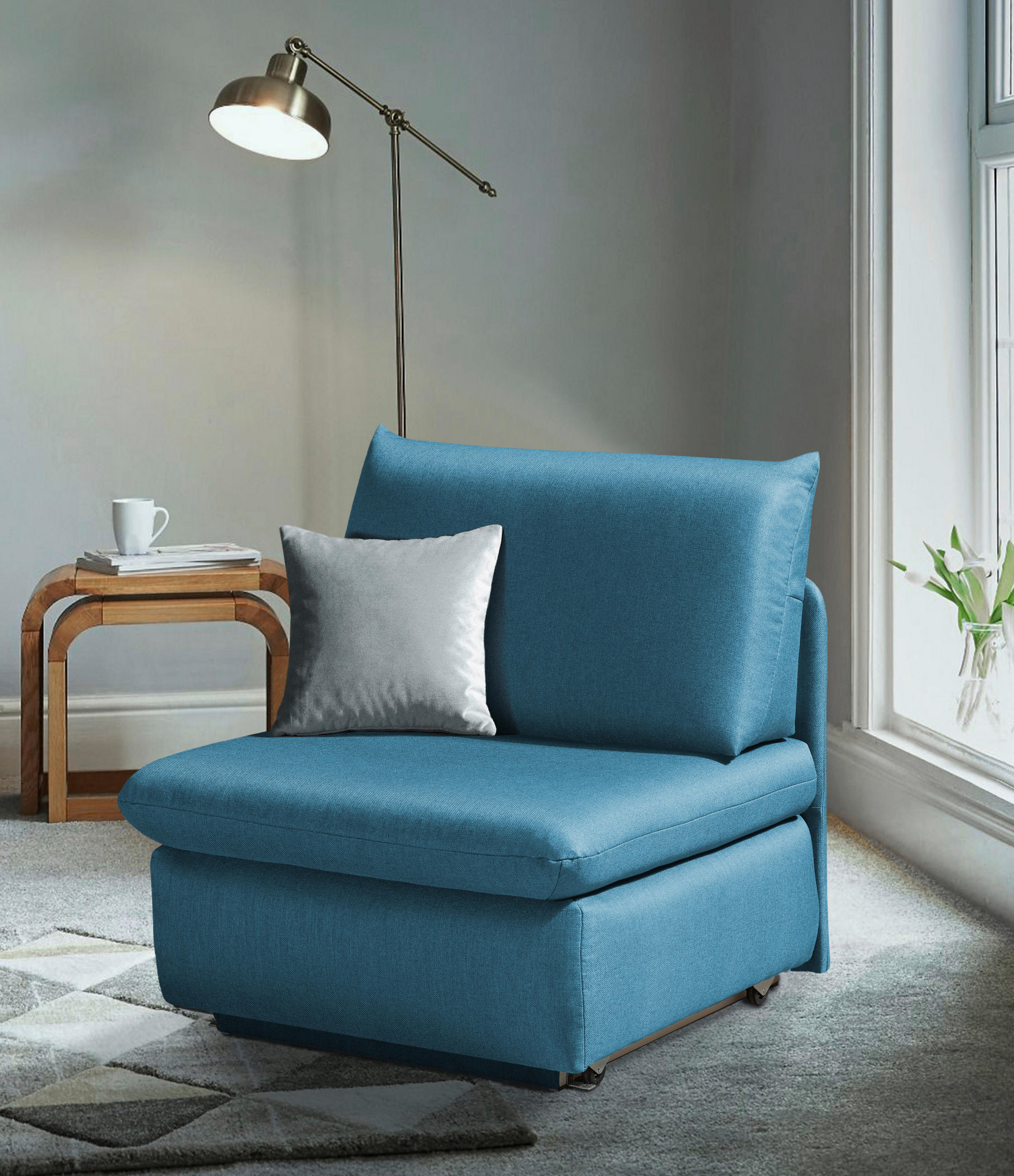 SCHLAFSESSEL Flachgewebe Blau  - Blau, Design, Textil (90/89/83cm) - Novel