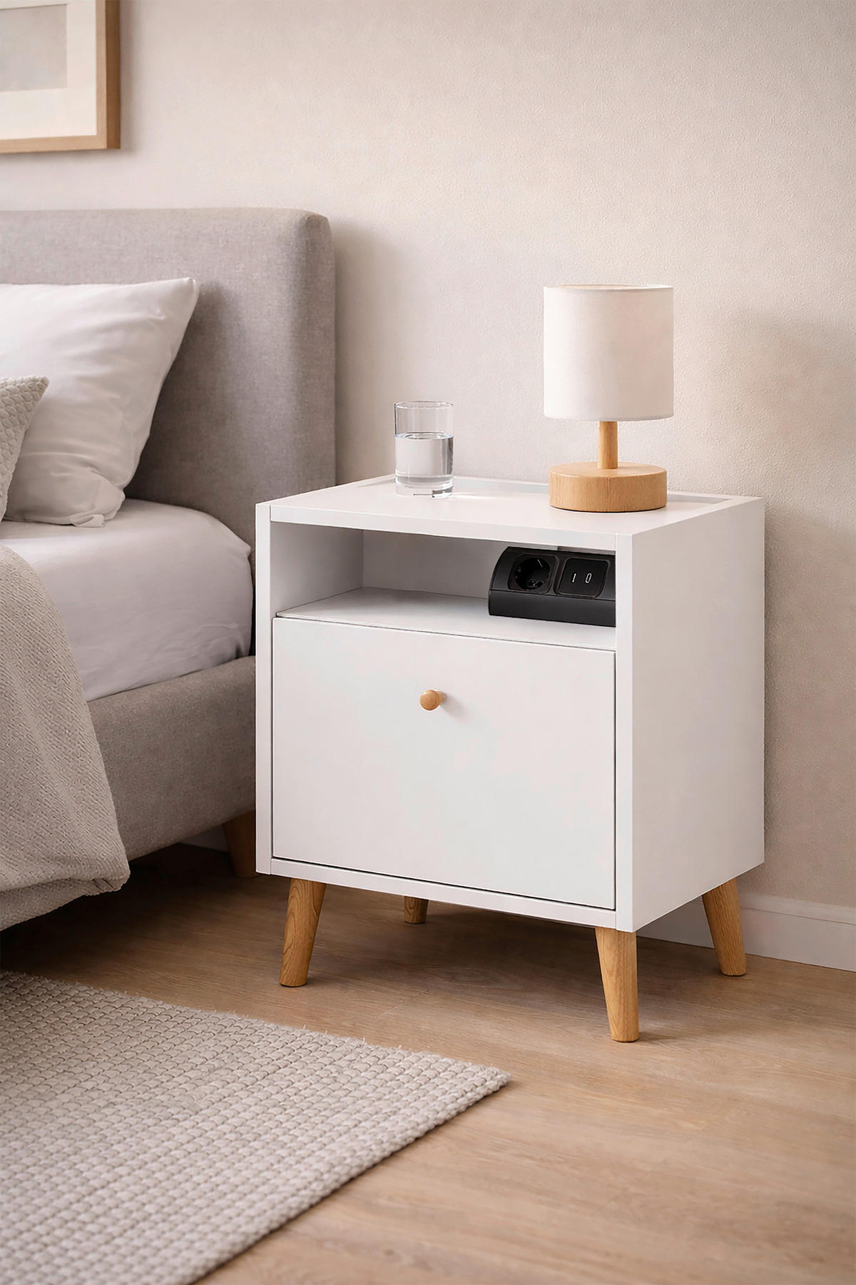 NACHTTISCH 40,2/50,1/32,7 cm  in Weiß  - Weiß, Design, Holz/Holzwerkstoff (40,2/50,1/32,7cm) - MID.YOU