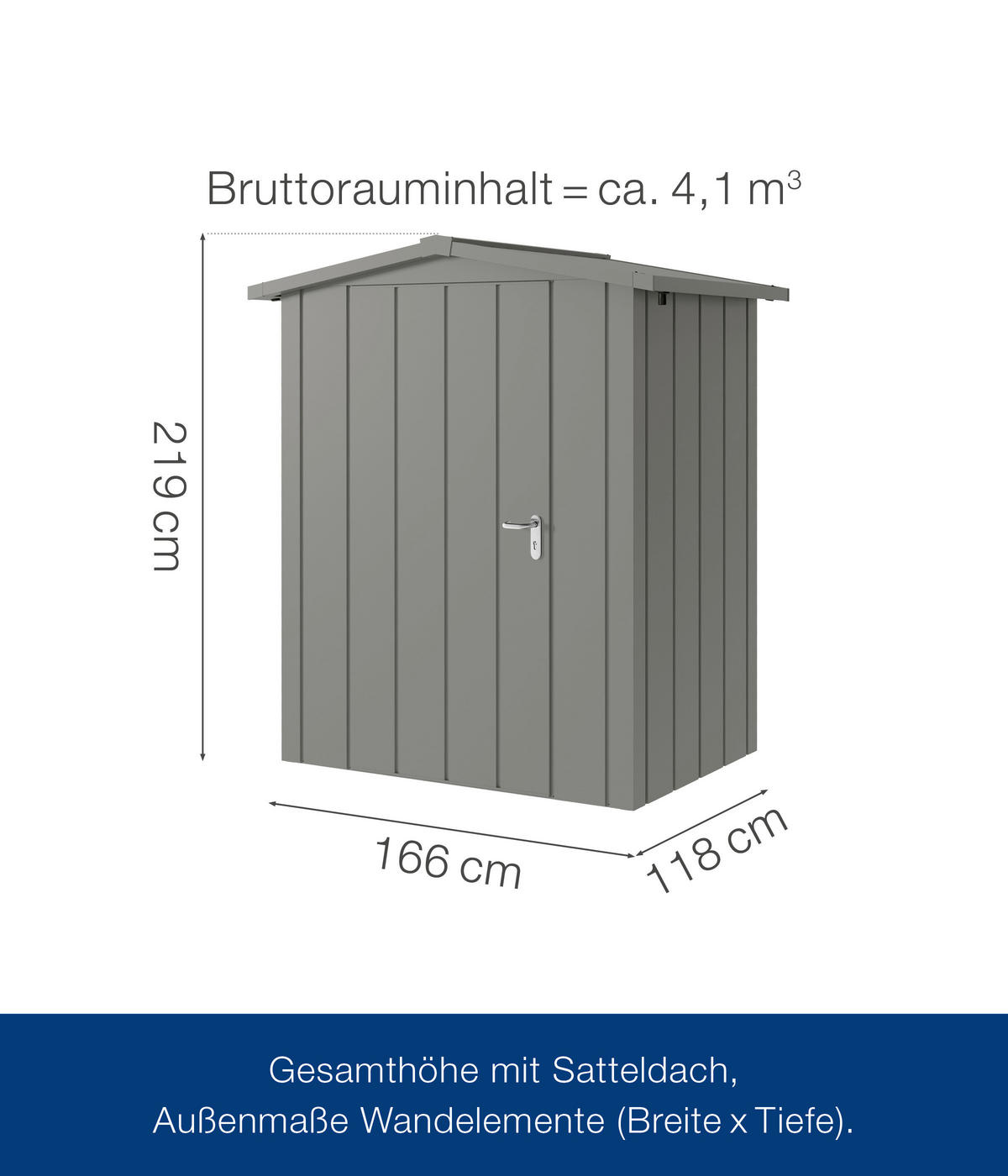 GERÄTEHAUS 189/219/133 cm  - Alufarben, Basics, Metall (189/219/133cm)