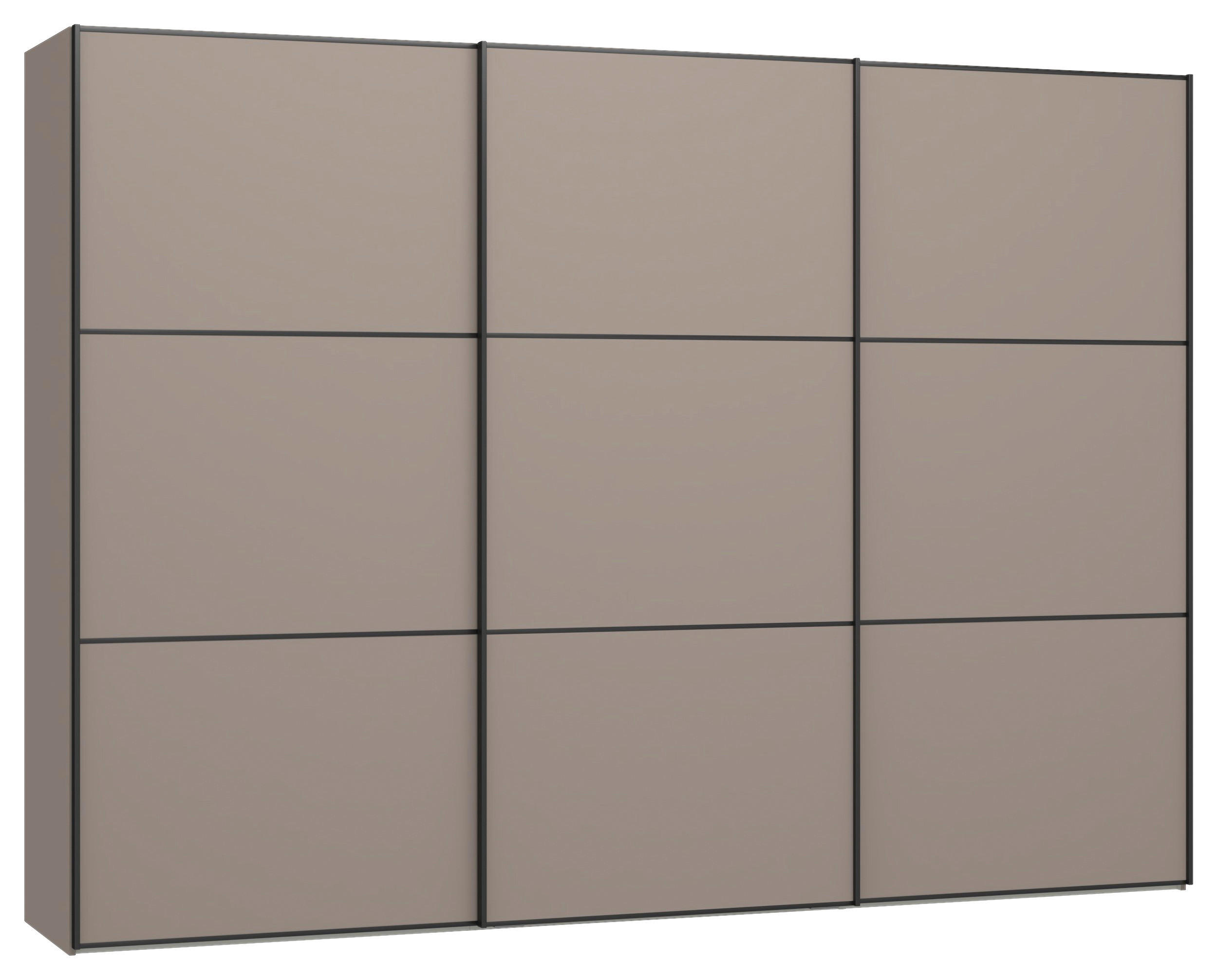 SCHWEBETÜRENSCHRANK 303/220/65 cm 3-türig Hellbraun  - Hellbraun/Schwarz, Design, Holzwerkstoff/Metall (303/220/65cm) - Jutzler
