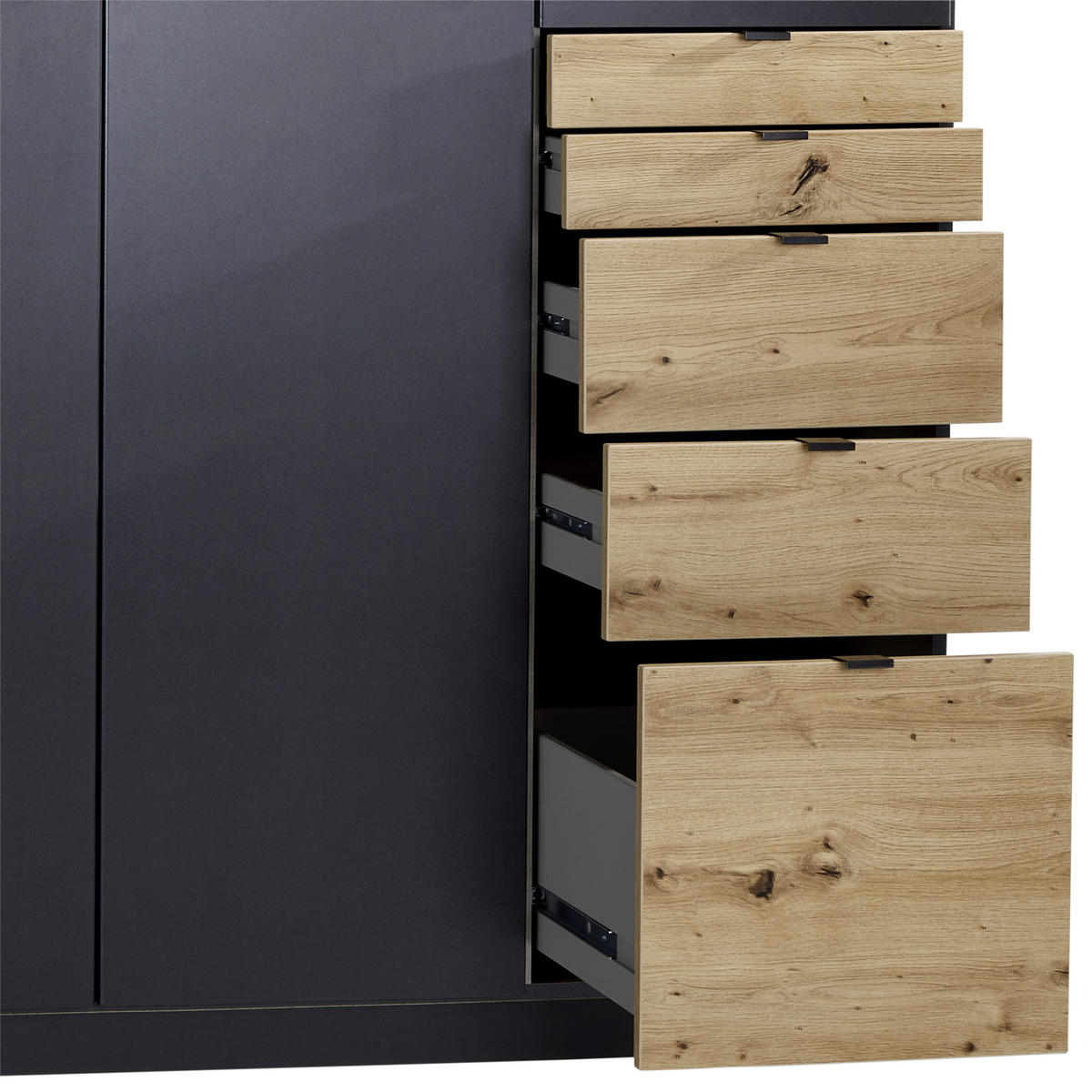 DREHTÜRENSCHRANK in Dunkelgrau, Eiche Artisan  - Eichefarben/Dunkelgrau, Modern, Holzwerkstoff (181/197/54cm) - Rauch Möbel