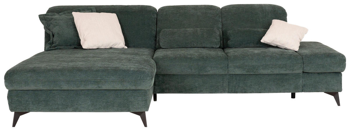 ECKSOFA Dunkelgrün Chenille  - Dunkelgrün/Schwarz, Design, Textil/Metall (198/288cm) - Beldomo Style
