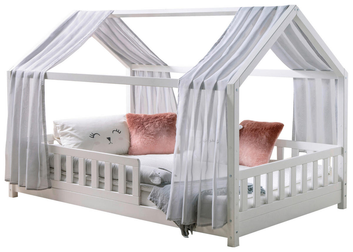 HAUSBETT Absturzsicherung, Vorhang, Rollrost 100/200 cm  in Grau, Weiß  - Naturfarben/Weiß, MODERN, Holz/Textil (100/200cm) - MID.YOU