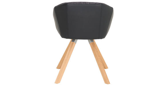 STUHL Flachgewebe, Lederlook Eiche massiv Anthrazit, Eichefarben, Schwarz - Eichefarben/Anthrazit, Design, Holz/Textil (62/81/56cm) - Dieter Knoll