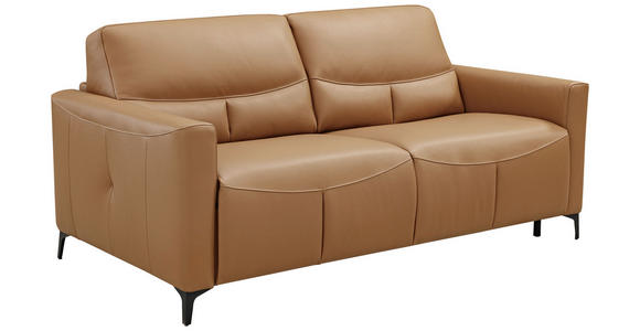 SCHLAFSOFA  in Echtleder Cognac  - Cognac/Schwarz, Design, Leder/Metall (191/89/97cm) - Novel