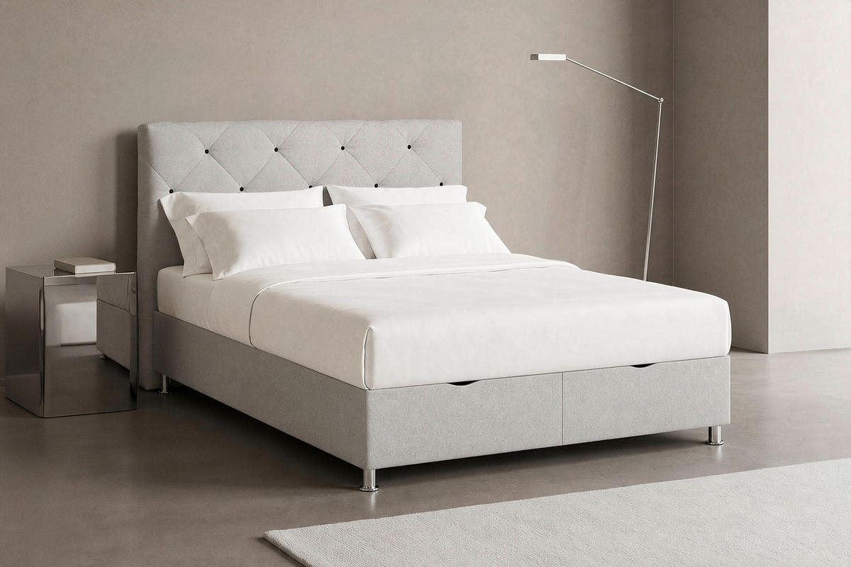 BOXBETT 180/200 cm  in Naturfarben  - Chromfarben/Naturfarben, Design, Kunststoff/Textil (180/200cm) - Boxxx
