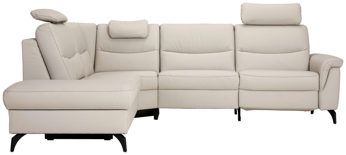 ECKSOFA in Echtleder Hellgrau  - Anthrazit/Hellgrau, Design, Leder/Metall (249/280cm) - Himolla Komfortklass