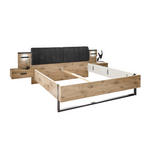 BETTANLAGE 180/200 cm  in Graphitfarben, Eichefarben  - Eichefarben/Graphitfarben, Design, Holzwerkstoff (180/200cm) - Xora