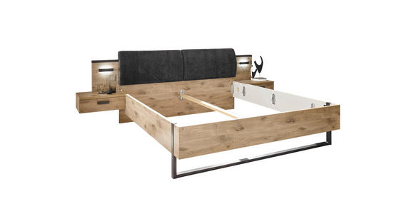 BETTANLAGE 180/200 cm  in Graphitfarben, Eichefarben  - Eichefarben/Graphitfarben, Design, Holzwerkstoff (180/200cm) - Xora