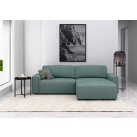 ECKSOFA Struktur Mintgrau  - Mintgrau/Schwarz, Modern, Kunststoff/Textil (265/164cm) - Trendmanufaktur