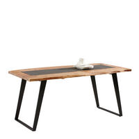 ESSTISCH Akazie teilmassiv rechteckig Schwarz, Akaziefarben  - Schwarz/Akaziefarben, KONVENTIONELL, Holz/Metall (175/90/76cm) - Ambia Home