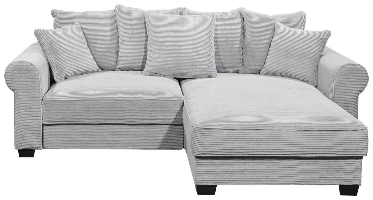 ECKSOFA Hellgrau Cord  - Hellgrau/Schwarz, KONVENTIONELL, Kunststoff/Textil (255/185cm) - Hom`in