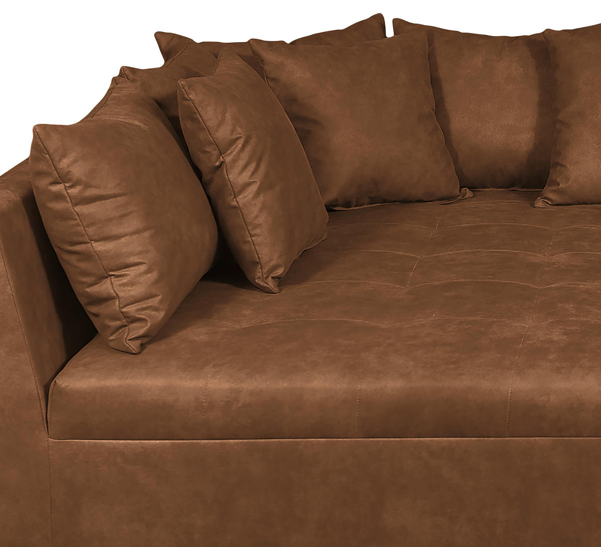 Ecksofa inkl. Hocker in Mikrofaser Braun  - Schwarz/Braun, Design, Holz/Textil (174/247cm) - MID.YOU