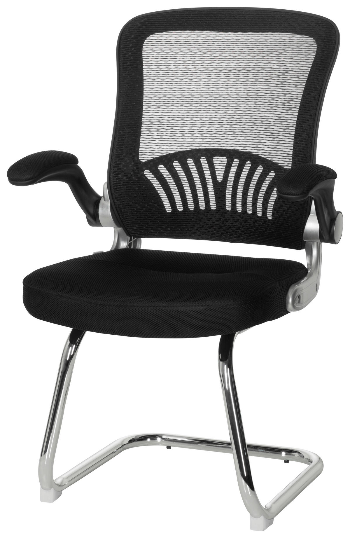 BESÖKSSTOL  i nätklädsel, flatväv svart  - kromfärg/svart, Modern, metall/textil (64/103/64cm) - MID.YOU