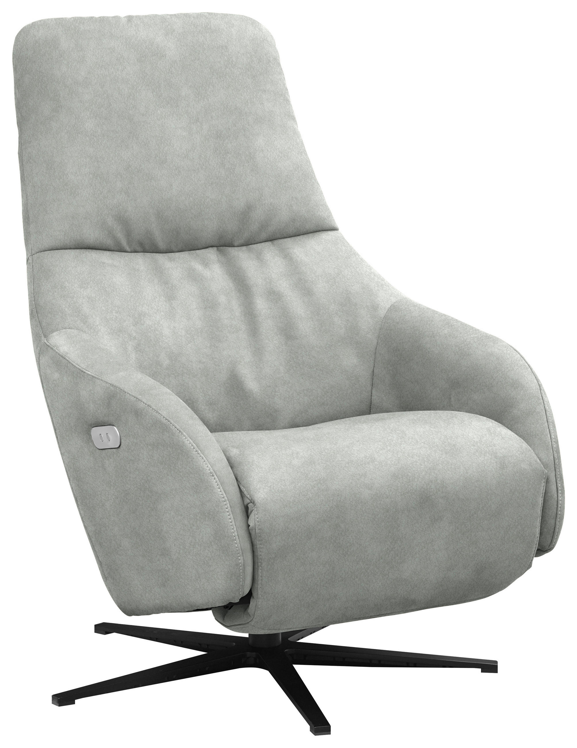RELAXSESSEL in Textil Hellgrau  - Hellgrau/Schwarz, Design, Textil/Metall (77/108/95cm) - Chilliano