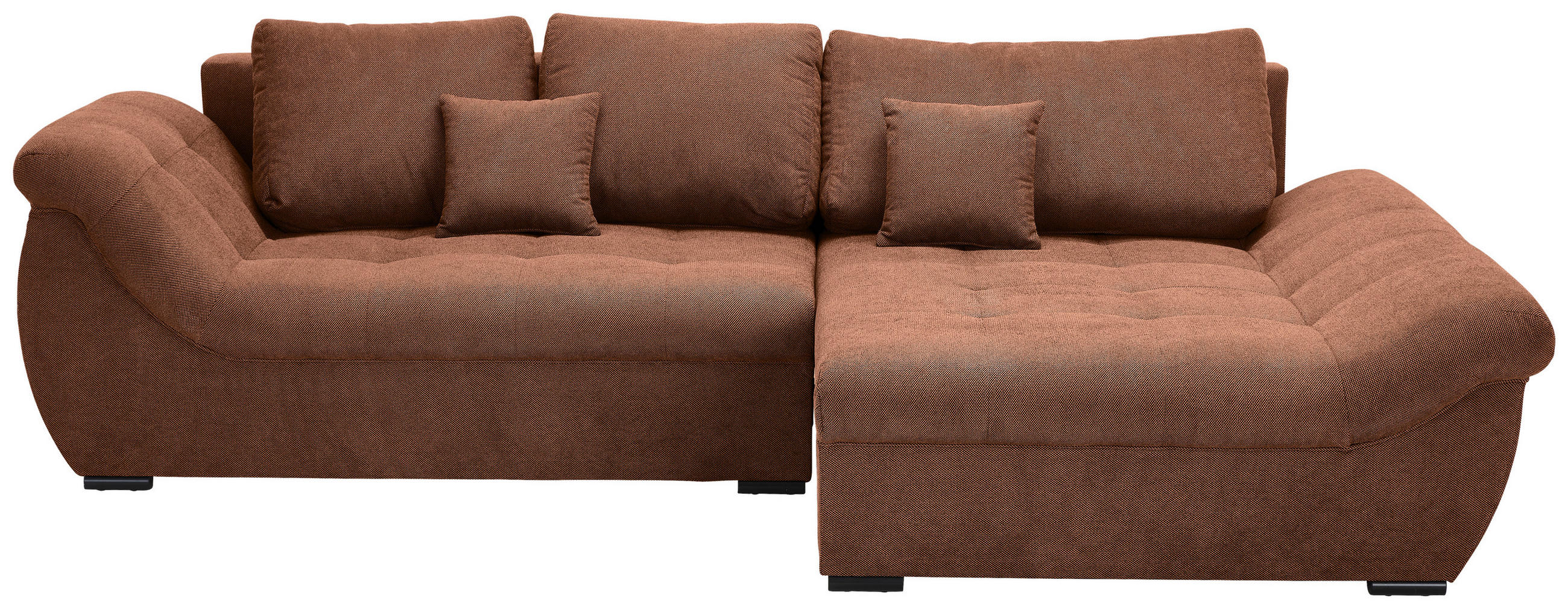 ECKSOFA Haselnussfarben Flachgewebe  - Schwarz/Haselnussfarben, Design, Kunststoff/Textil (278/175cm) - Xora