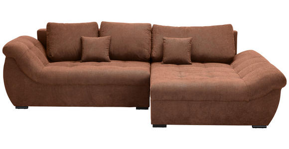 ECKSOFA Haselnussfarben Flachgewebe - Schwarz/Haselnussfarben, Design, Kunststoff/Textil (278/175cm) - Xora