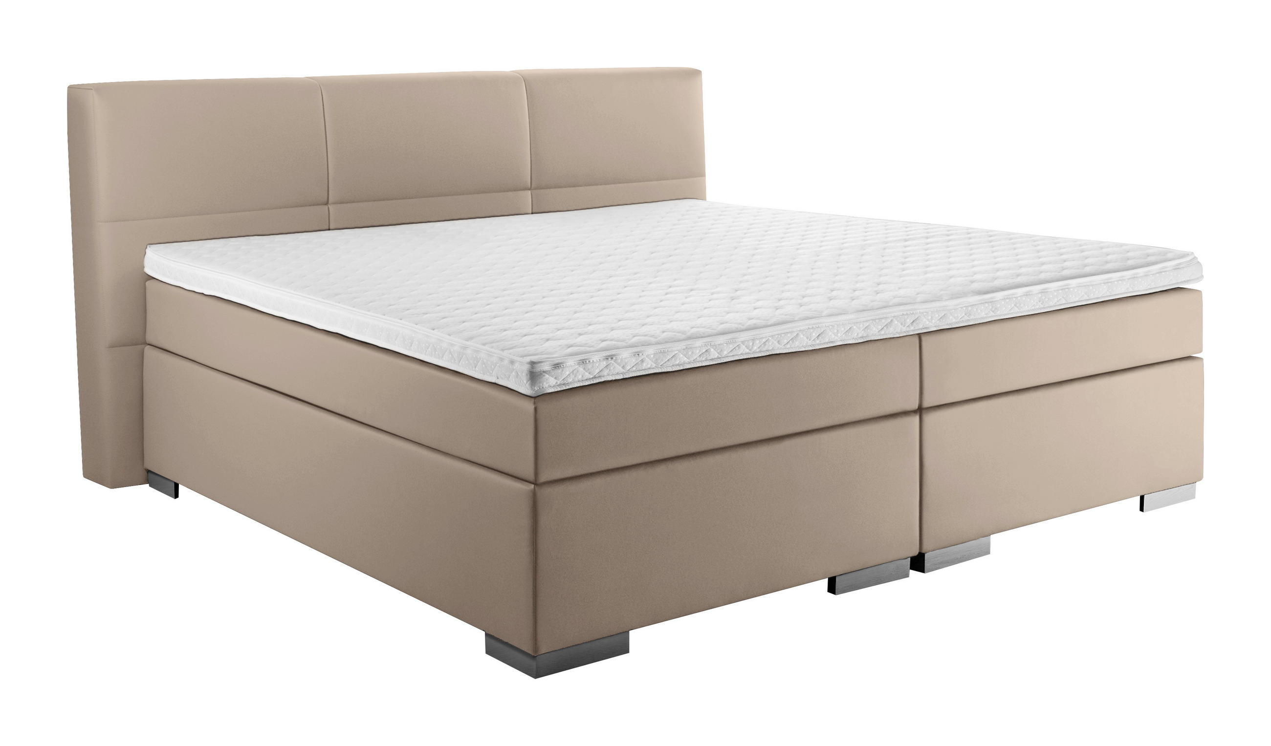 BOXSPRINGBETT 180/200 cm  in Schlammfarben  - Schlammfarben/Silberfarben, Design, Kunststoff/Textil (180/200cm) - Livetastic