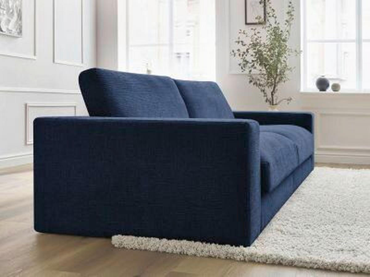 3-SITZER-SOFA LEONARD Struktur Dunkelblau  - Schwarz/Dunkelblau, MODERN, Kunststoff/Textil (274/77/109cm)
