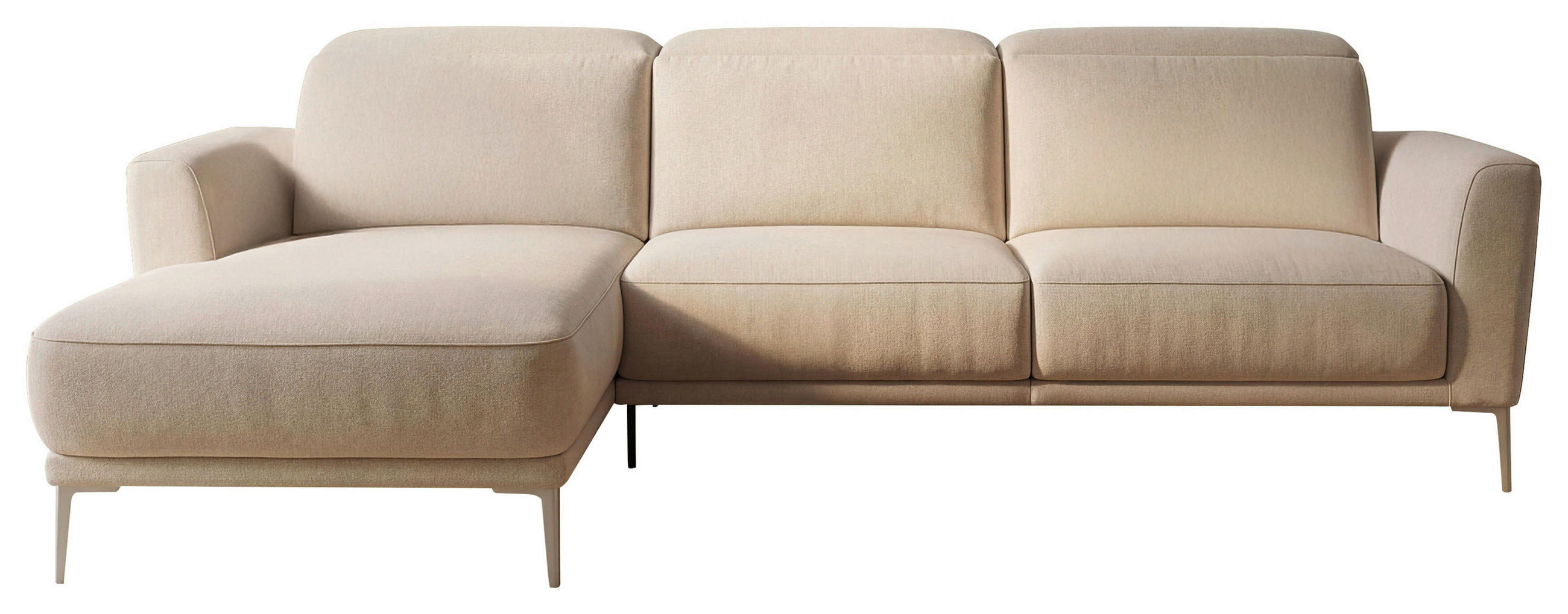 ECKSOFA Creme Flachgewebe  - Beige/Creme, Design, Textil/Metall (177/280cm) - Johann Jakob