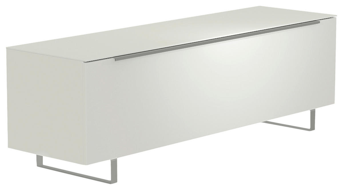 LOWBOARD Weiß, Alufarben  160/51/45 cm  - Alufarben/Weiß, Design, Glas/Holzwerkstoff (160/51/45cm) - Moderano