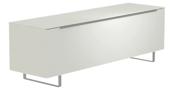 LOWBOARD Weiß, Alufarben  160/51/45 cm  - Alufarben/Weiß, Design, Glas/Holzwerkstoff (160/51/45cm) - Moderano