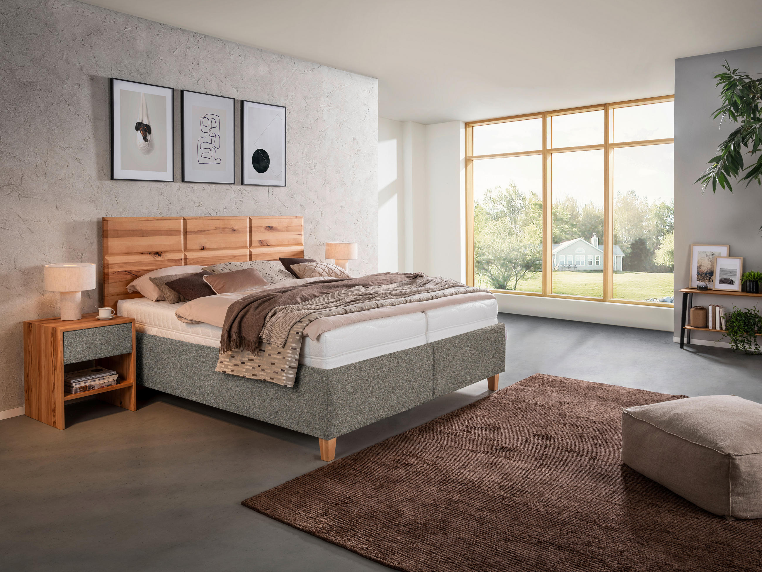 POLSTERBETT 160/200 cm  in Braun, Buchefarben  - Weiss/Buchefarben, Design, Holz/Textil (160/200cm) - Valnatura