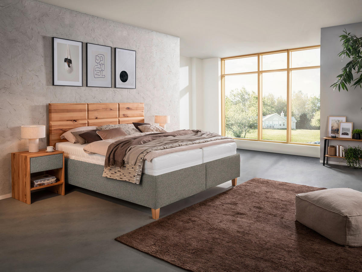 POLSTERBETT 160/200 cm  in Braun, Buchefarben  - Weiss/Buchefarben, Design, Holz/Textil (160/200cm) - Valnatura