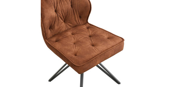 STUHL   Webstoff  Schwarz, Cognac  - Cognac/Schwarz, Design, Textil/Metall (50/85/60cm) - Carryhome
