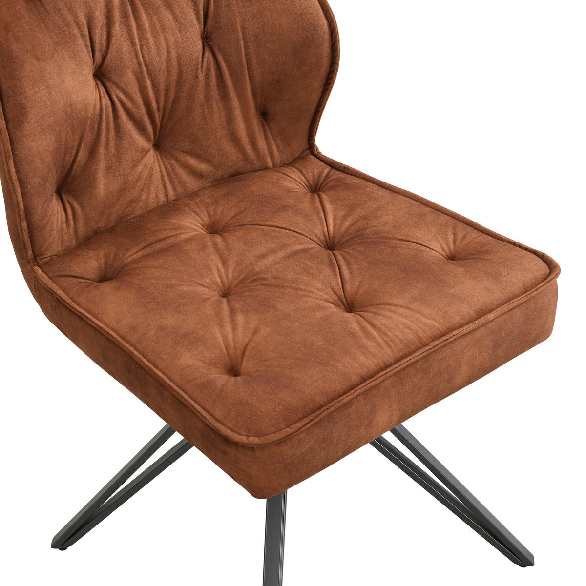 STOL , , vävt tyg  - cognacfärgad/svart, Design, metall/textil (50/85/60cm) - Carryhome