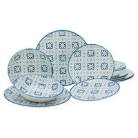 TAFELSERVICE Blau, Weiß Yara Blau 12-teilig  - Blau/Weiß, Basics, Keramik - Creatable